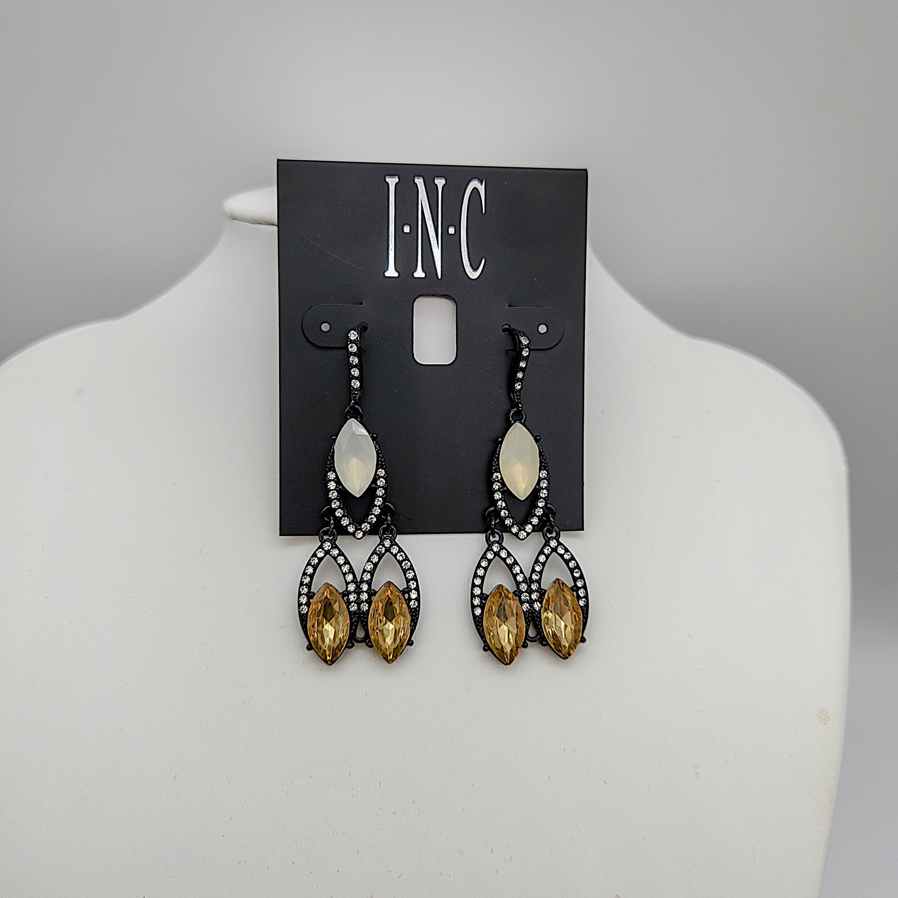 Inc Crystal and Stone Chandelier Earrings