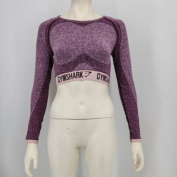 Gymshark Flex Longsleeve Crop Top – Dark Ruby, Size Medium