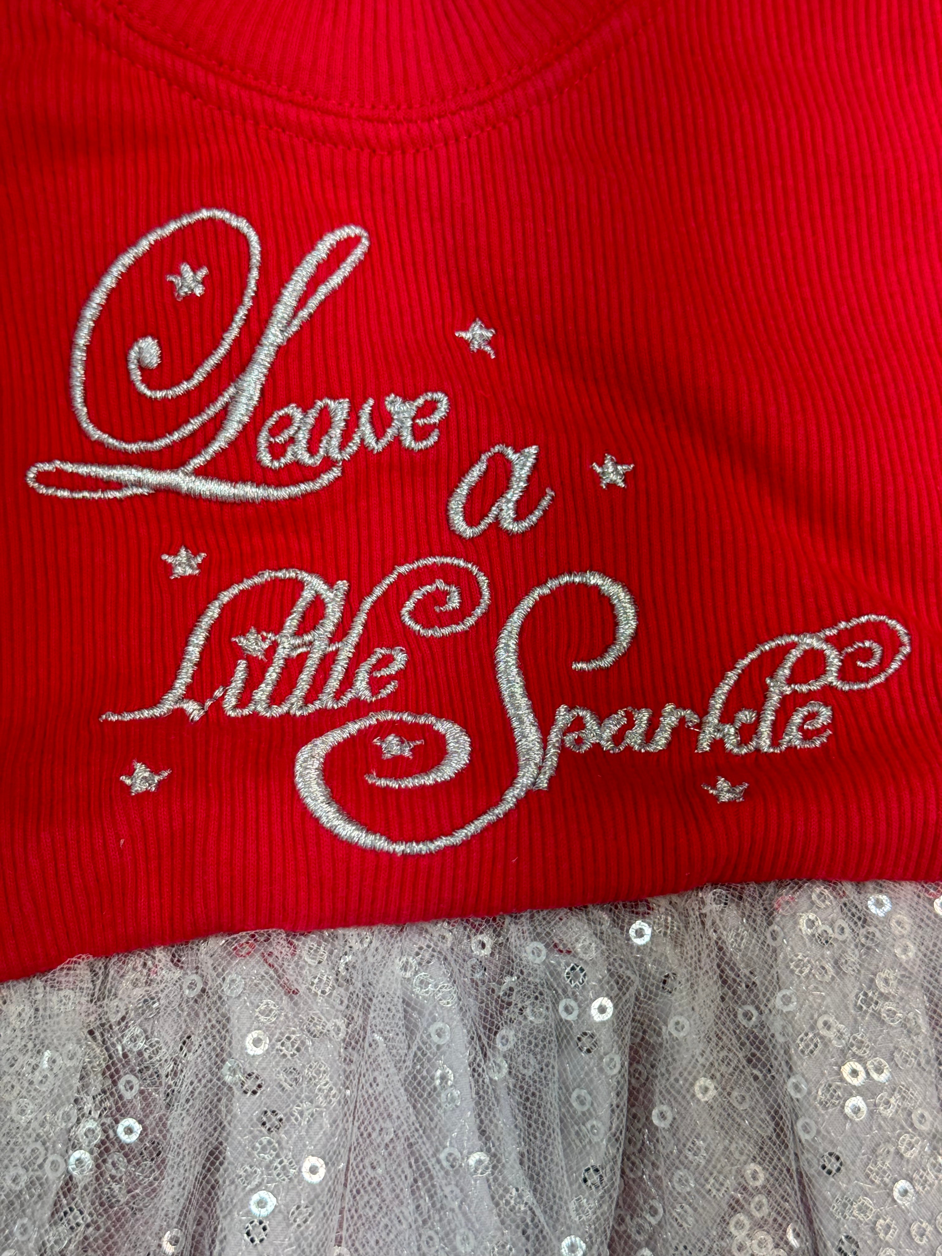 Bonnie Jean Little Girls Christmas Holiday Red Silver Sparkle Tutu Dress, 3 MO