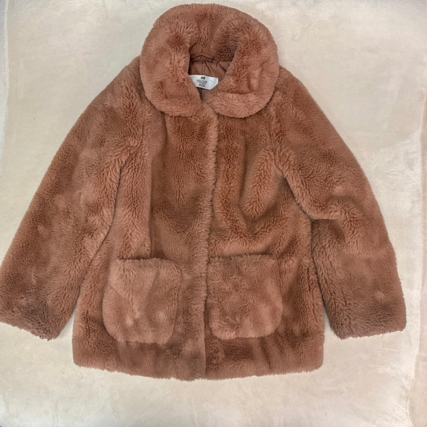 H and M Girls Faux Fur Jacket, Size 7