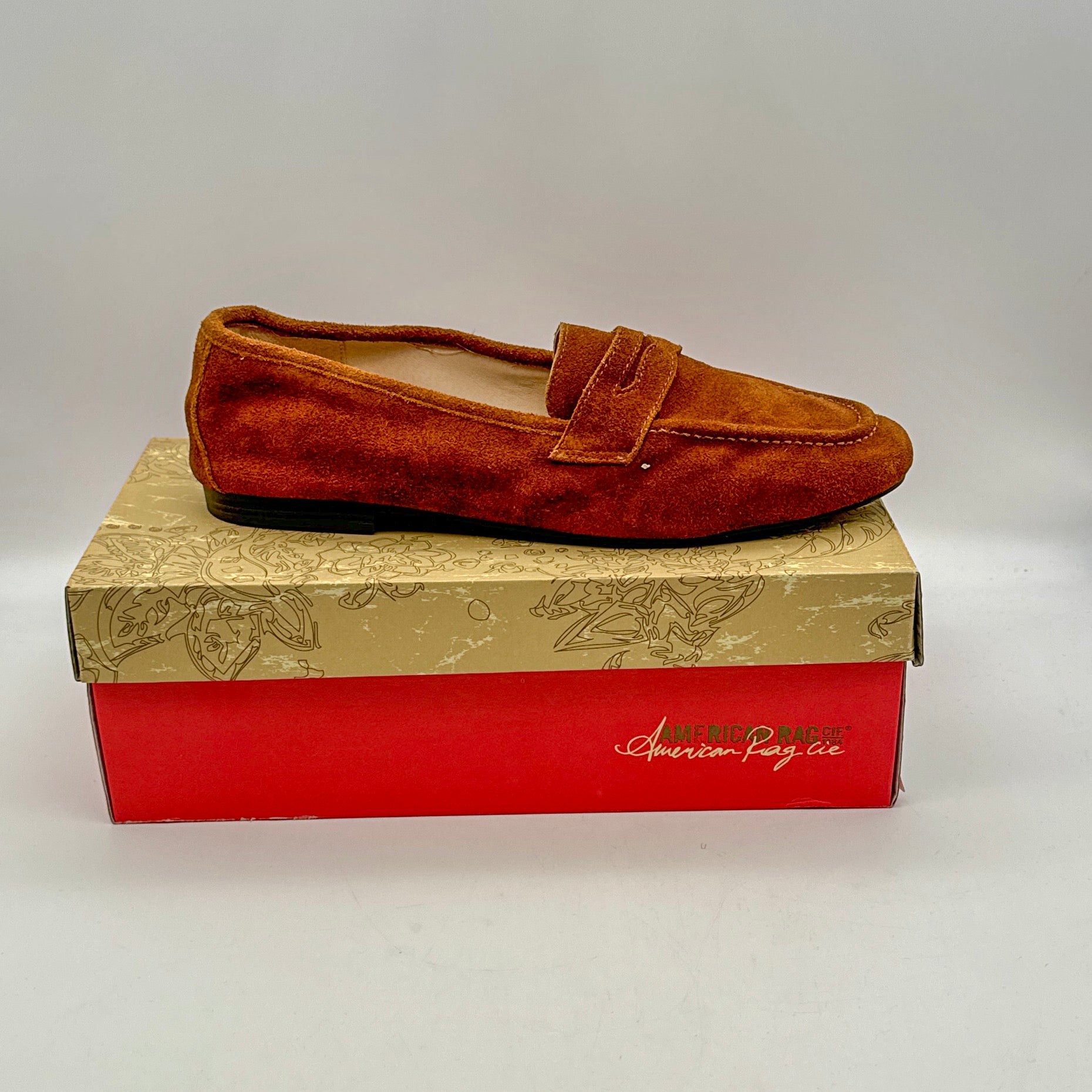 American Rag Cammie Penny Loafers, Cognac Suede, Size 10