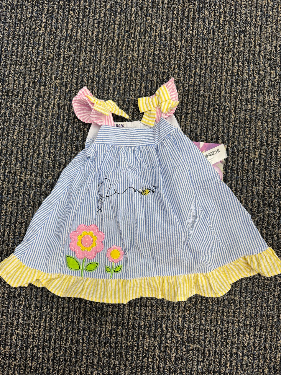 Blueberi Boulevard Baby Girls Gingham Bumblebee Sundress, Size 6-9Mo