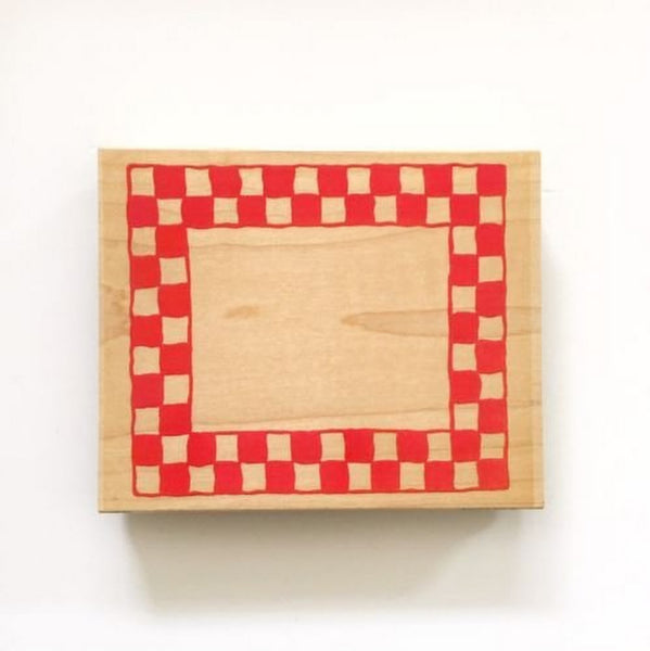 All Night Media Posh Checkerboard Frame Large Wood Mount Rubber Stamp 550K17