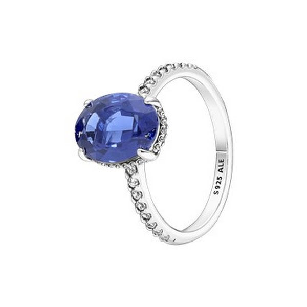 Pandora Sparkling Statement Blue Halo Ring - Ring Size 8.5