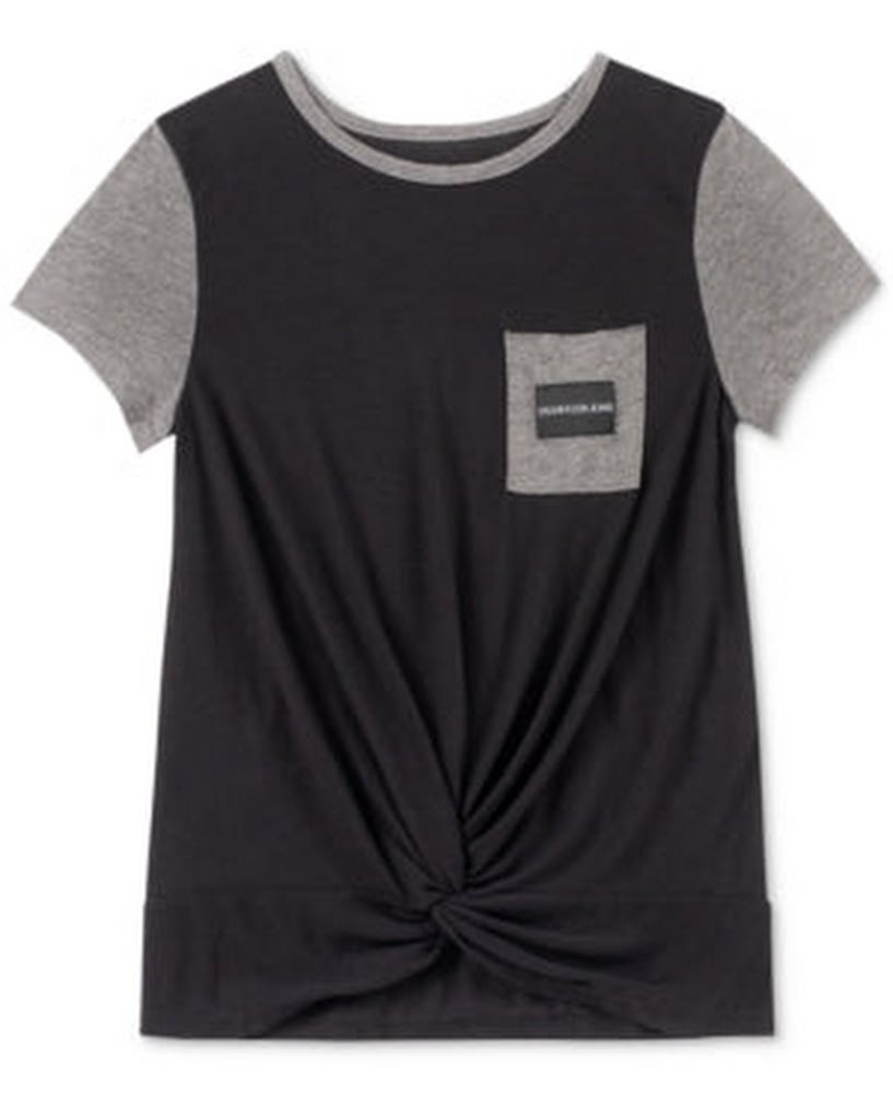 Calvin Klein Big Girls Colorblocked Twist-Front T-Shirt