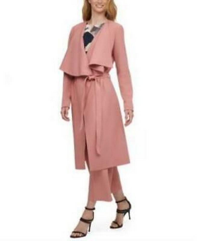 Dkny Draped-Lapel Trench Coat, Size 12