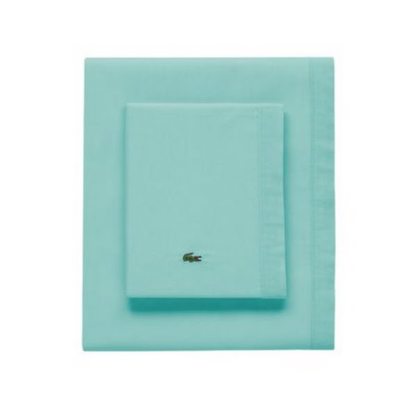 LACOSTE HOME Solid Cotton Percale Sheet Set, Queen