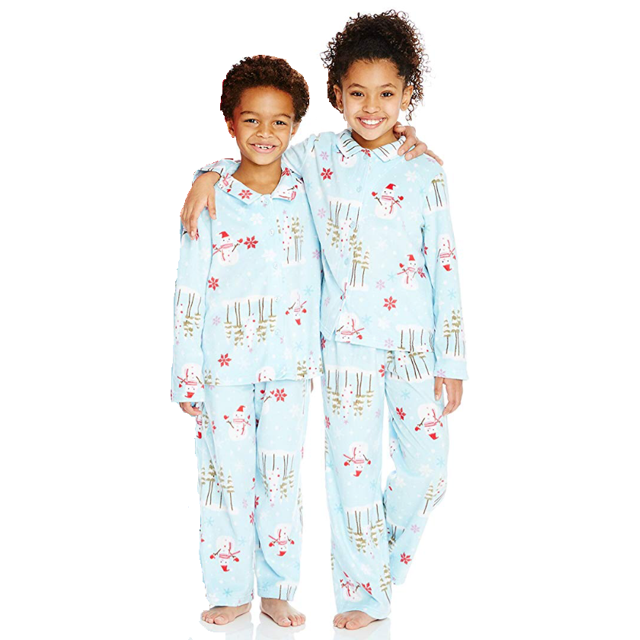 Karen Neuburger Minky Fleece Collared Snowman Pj 2Pc Set, Small 6/7