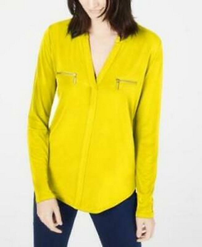 Inc Zip-Pocket Blouse, Size Large
