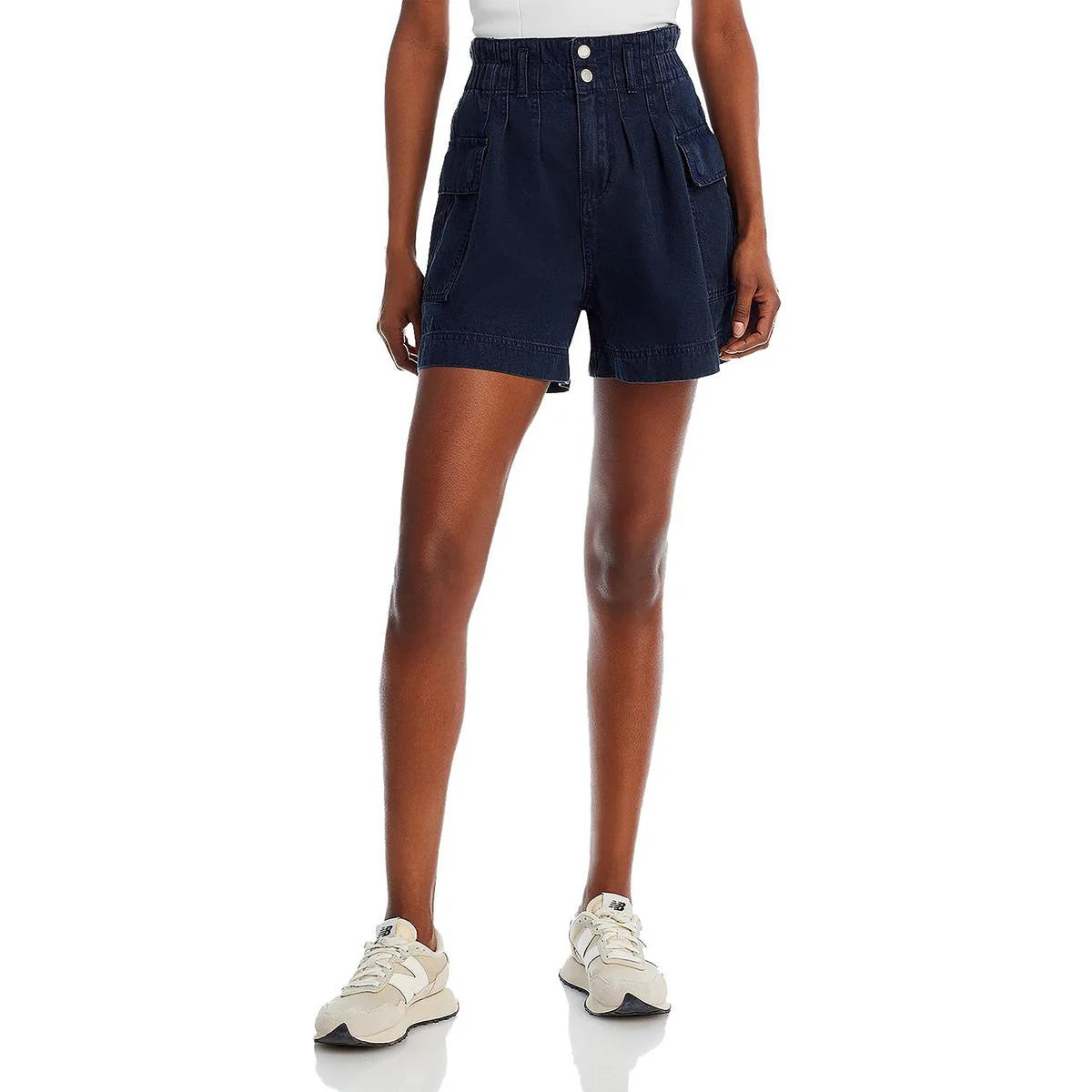 Blank NYC Womens Cotton Blend Utility High-Waist Shorts