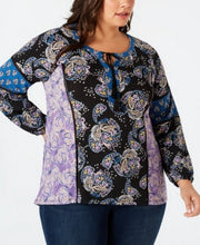 Style and Co Plus Size Paisley-Print Peasant Blouse