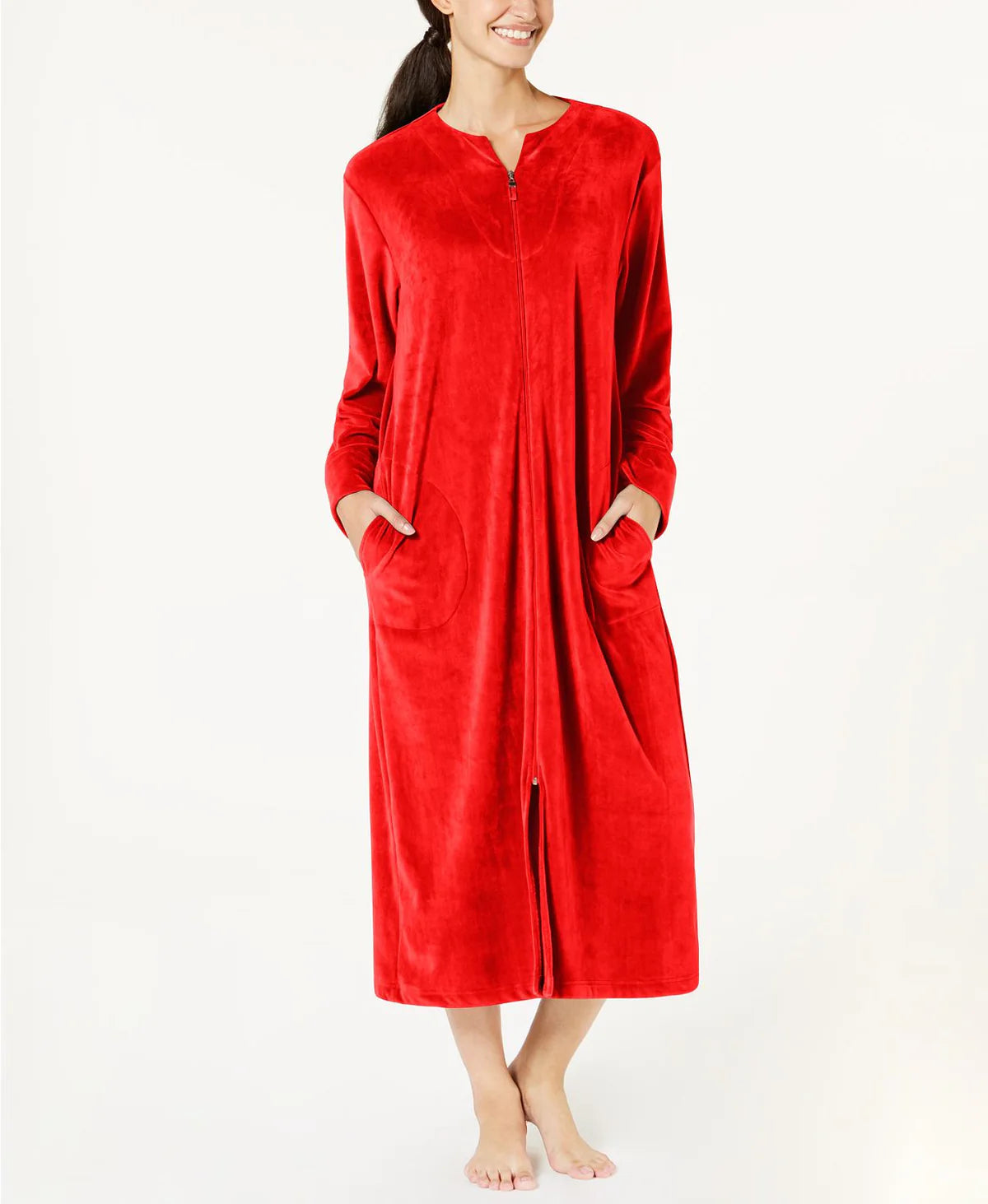 Miss Elaine Textured Fleece Long Zip Robe