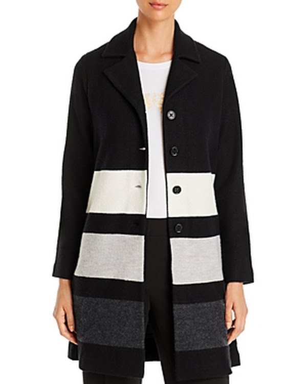 Karl Lagerfeld Paris Long Colorblock Jacket, Size Medium