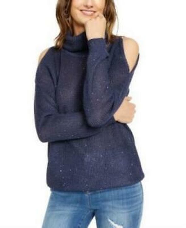 INC Womens DC Sequin Cut-out Turtleneck Sweater, Size Small
