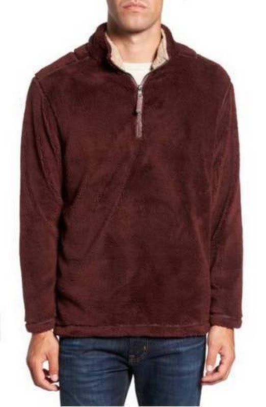 True Grit Mens Pebble Pile 1/4 Zip Pullover, Vintage Wine, XS