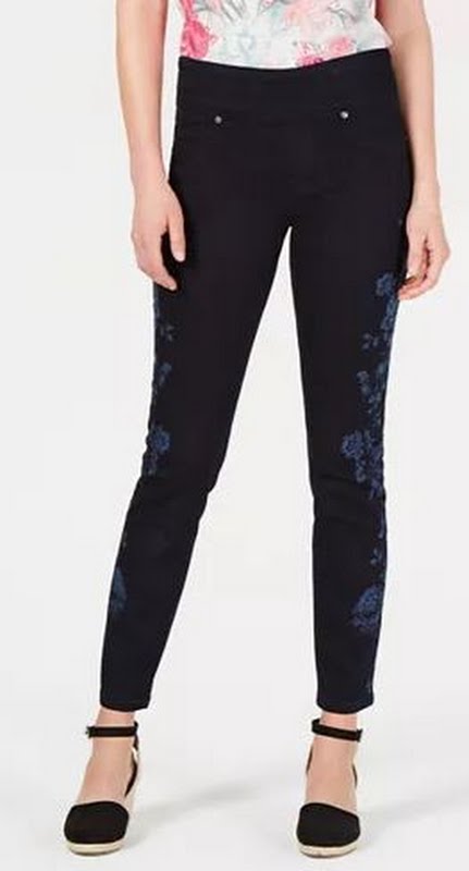 Style & Co Floral-Print Skinny Jeans, Size PL