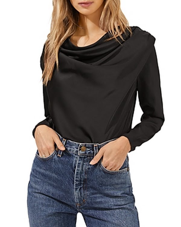 Astr the Label Blakely Draped Long Sleeve Bodysuit