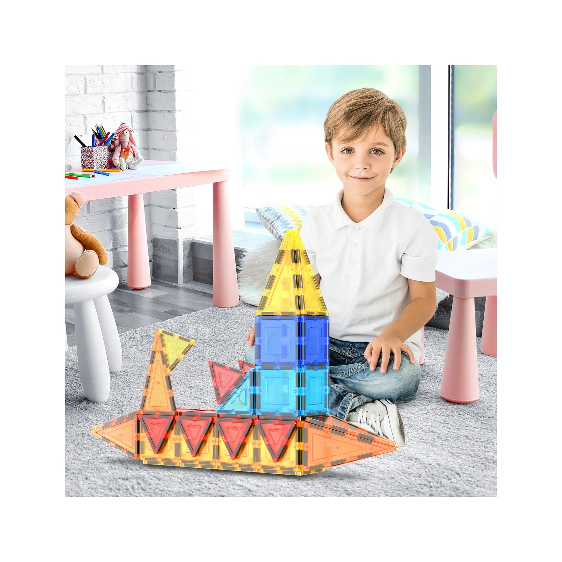 PicassoTiles 60 Piece Magnetic Tile Set