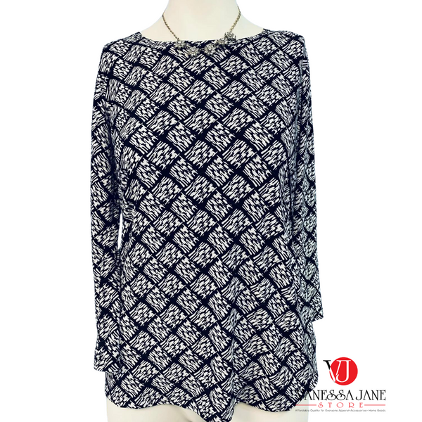 JM Collection Printed Blouse, Size XS