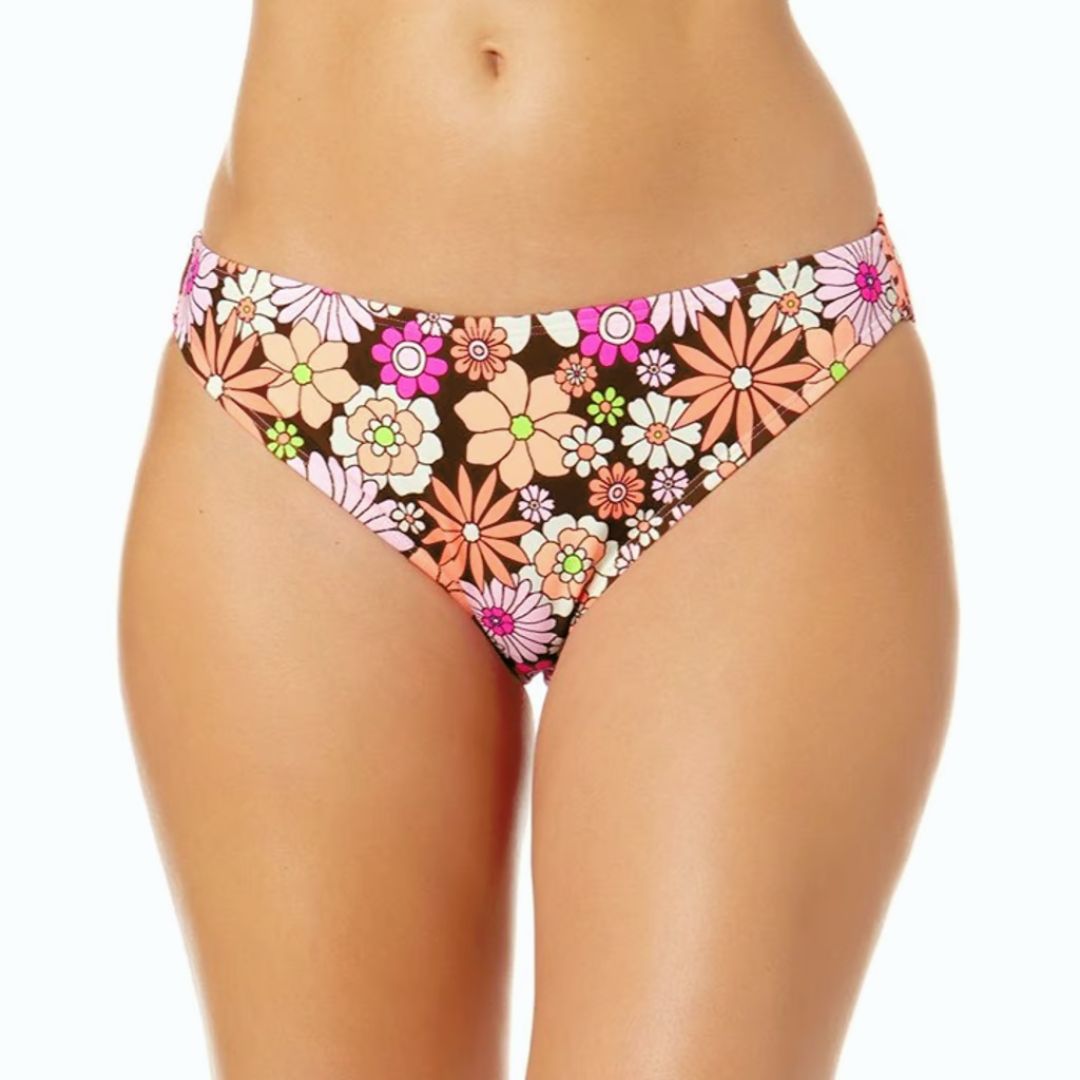 Salt + Cove Juniors Morning Grace Hipster Bikini Bottoms Floral Brown, Small