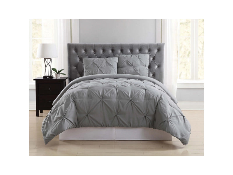 Truly Soft 3Pc Pleated Full/Queen Comforter Set – Gray