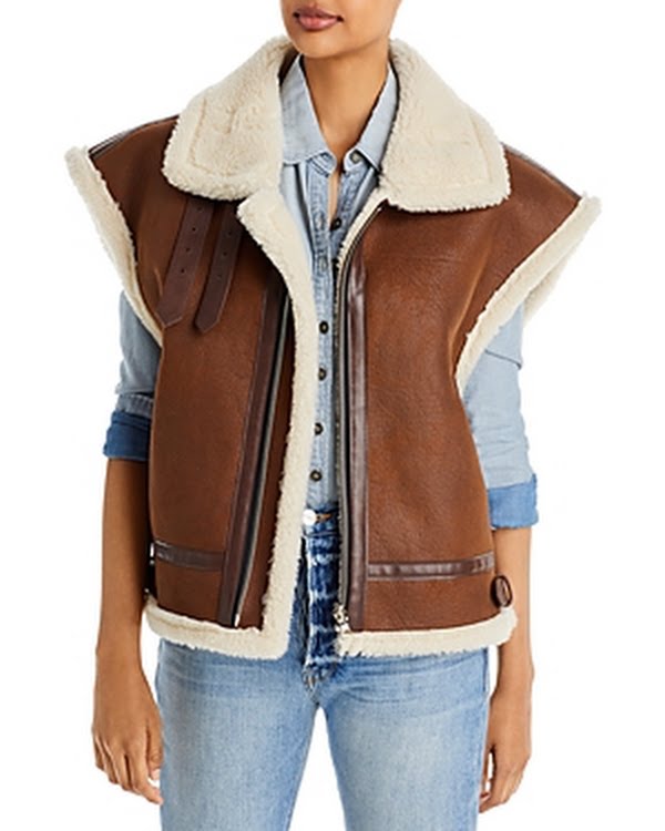 Moon River Womens Faux Shearling Oversized Vest, Size Small