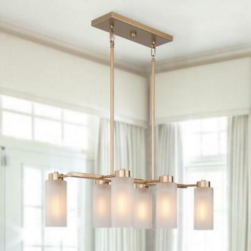 Lnc Modern Matte Brass Chandelier Linear Classic Deep Gold 6-Light