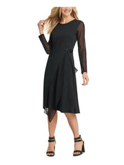 DKNY Womens Illusion Sleeve Dress
