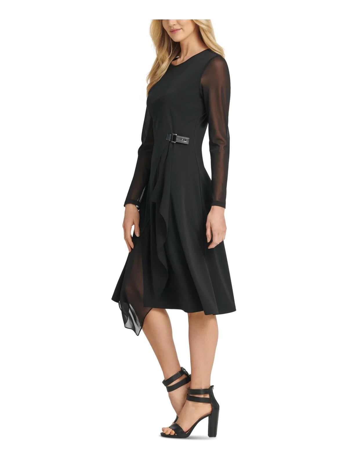 DKNY Womens Illusion Sleeve Dress