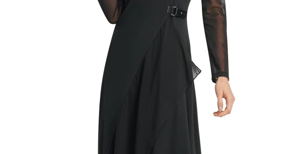 DKNY Womens Illusion Sleeve Dress