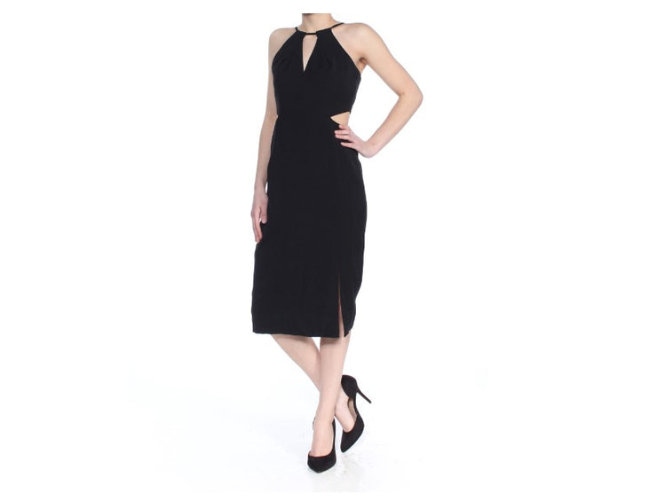 AQUA Womens Black Cutout Sleeveless Keyhole Sheath Cocktail Dress Size XS