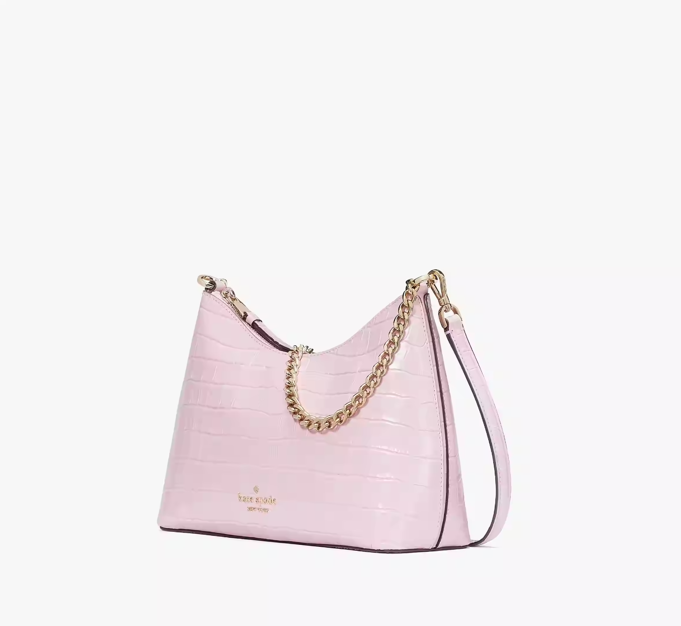 Kate Spade Zippy Croc Embossed Convertible Crossbody, Quartz Pink