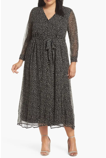 Lucky Brand Plus Dot Print Maxi Dress, 3X