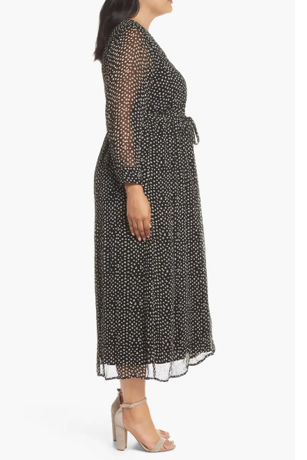 Lucky Brand Plus Dot Print Maxi Dress, 3X