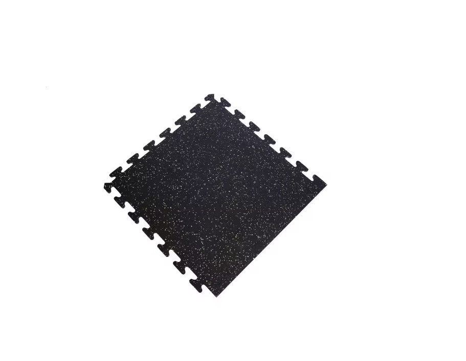 Black with Tan Speck 24 in. x 24 in. Finished Side Recycled Rubber Floor Tile