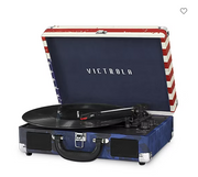 Victrola Bluetooth Suitcase Record Player with 3-Speed Turntable, US Flag