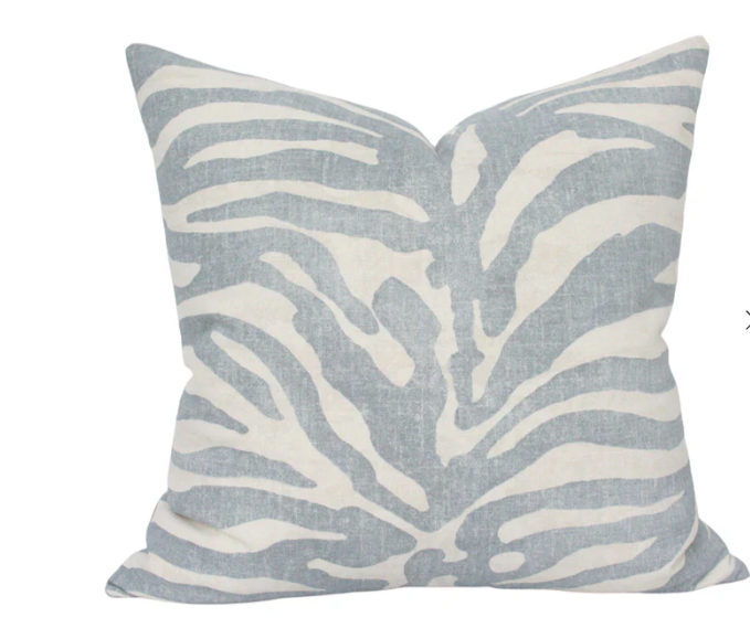 AQUA Zebra Print Decorative Pillow, 20 x 20 gray