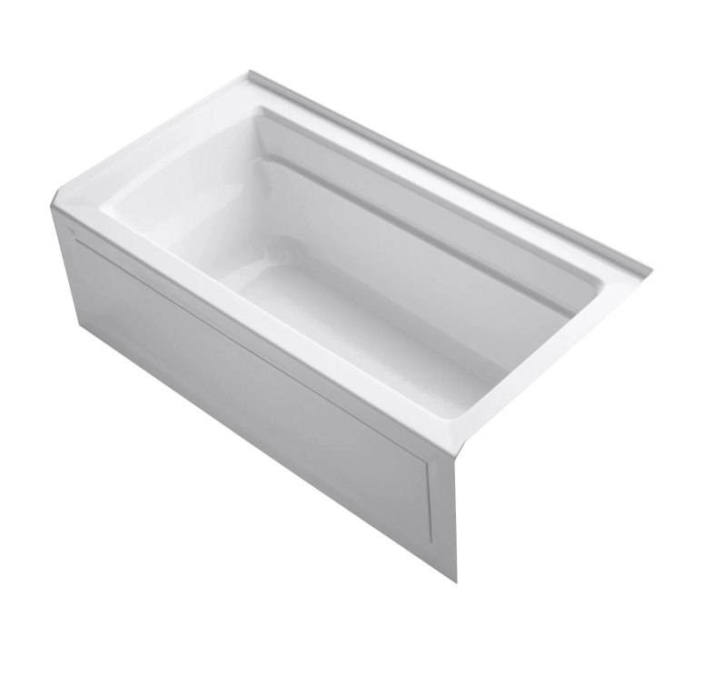 Kohler Archer Collection 60 Three Wall Alcove Soaker Bath, Right Drain