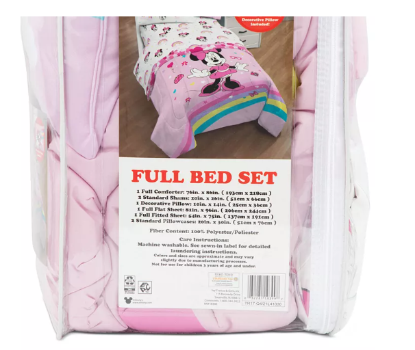 Disney Minnie Mouse Rainbow Stripe 8-Pc. Full Comforter Set - Multi