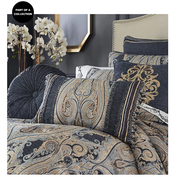 J Queen New York Linette Polyester Boudoir Decorative Throw Pillow 15X22, Blue