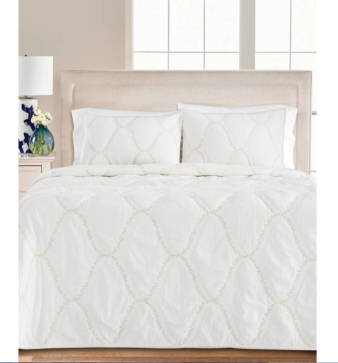 Martha Stewart Collection Floral Embroidered Geo Quilt Collection