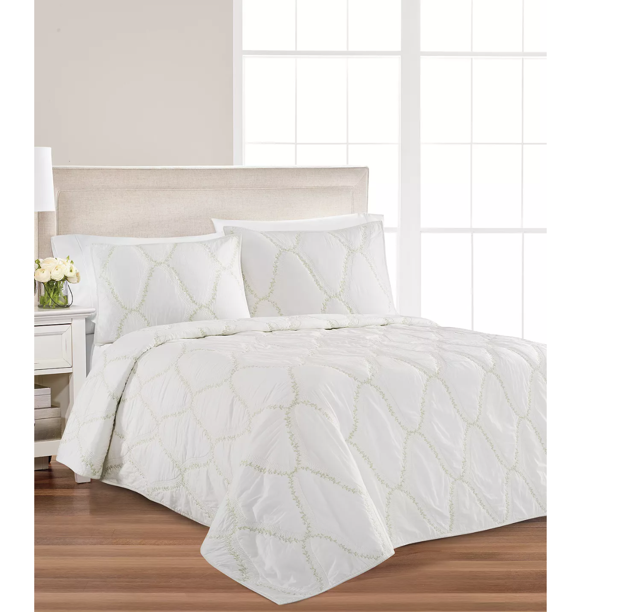 Martha Stewart Collection Floral Embroidered Geo Quilt Collection