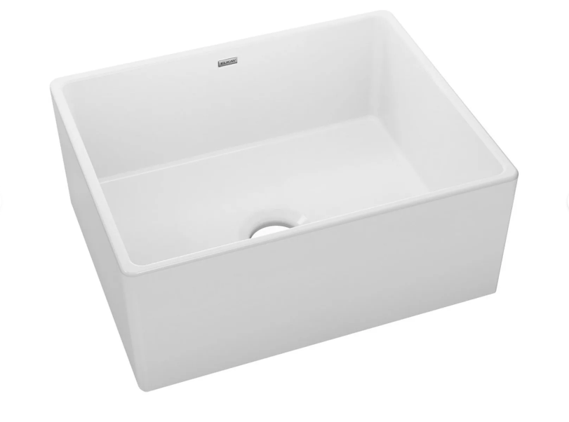 Elkay Fireclay 25 L x 19 W Farmhouse Kitchen Sink Fireclay in White, Size 9.12 H