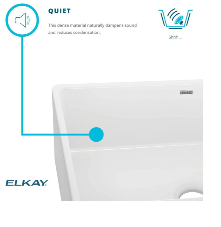 Elkay Fireclay 25 L x 19 W Farmhouse Kitchen Sink Fireclay in White, Size 9.12 H