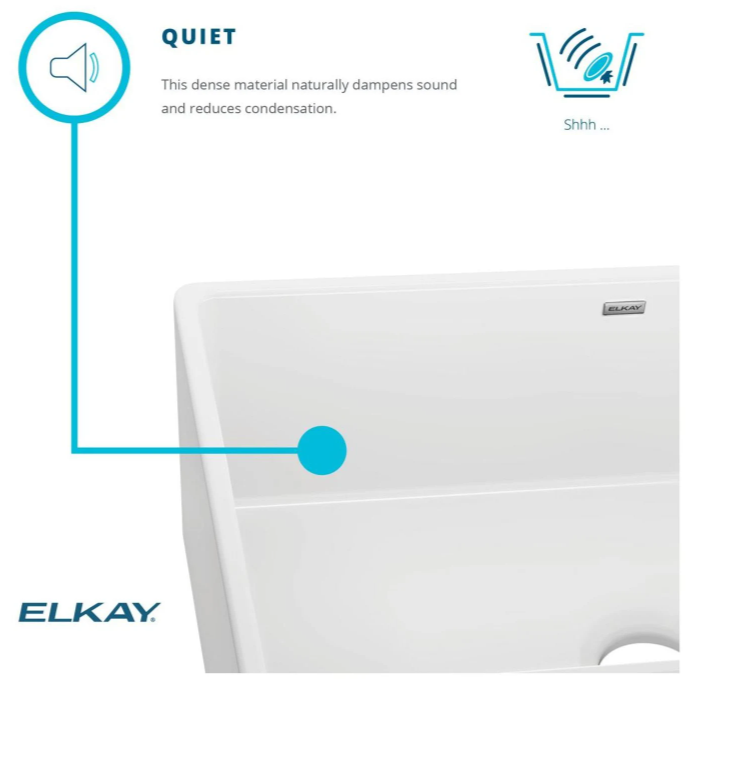 Elkay Quartz Classic 25in. Undermount 1 Bowl White Granite/Quartz Composite Sink