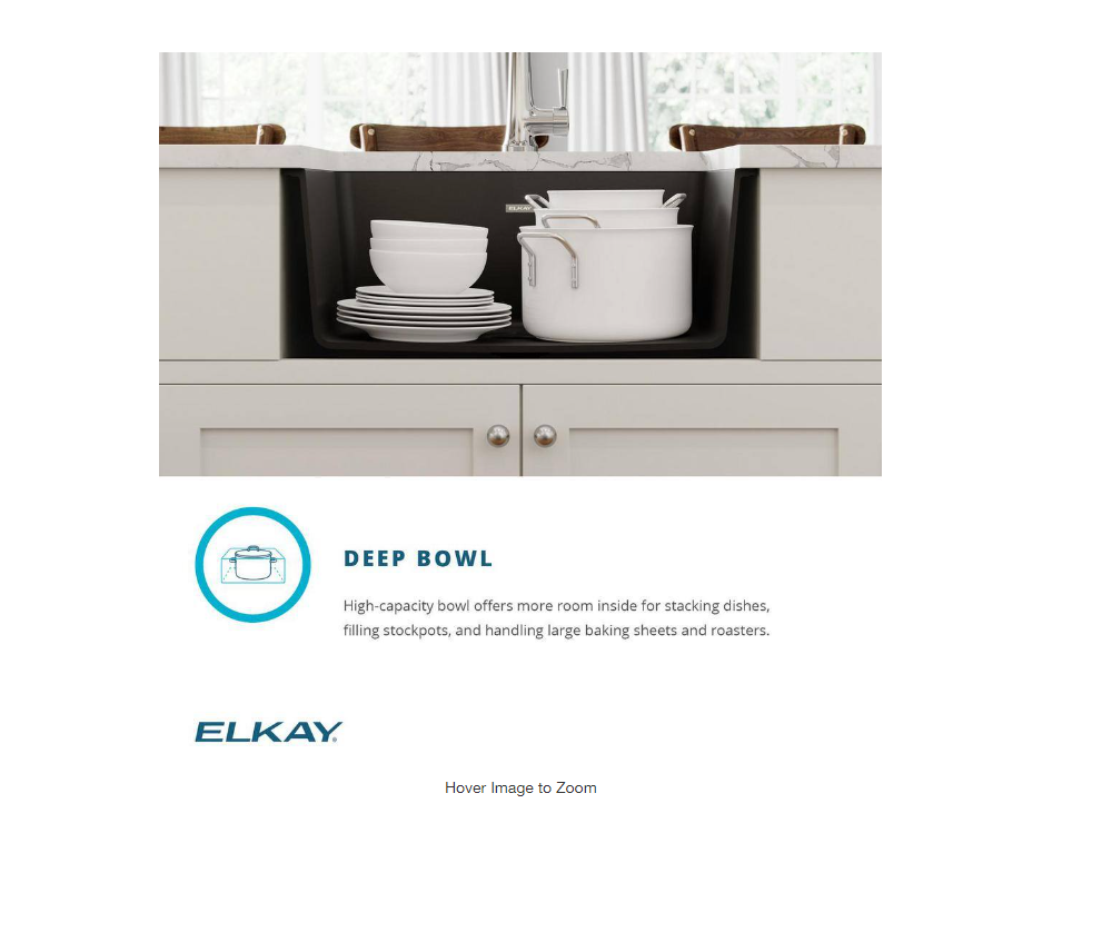 Elkay Quartz Classic 25in. Undermount 1 Bowl White Granite/Quartz Composite Sink