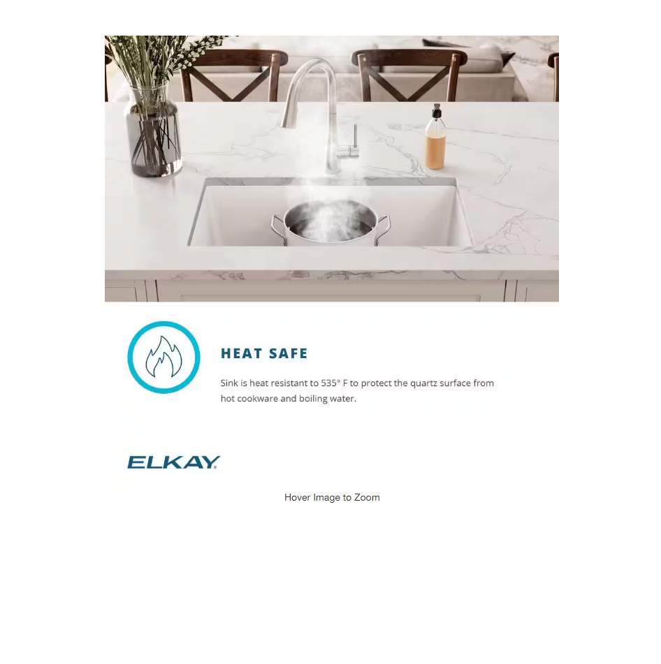 Elkay Quartz Classic 25in. Undermount 1 Bowl White Granite/Quartz Composite Sink