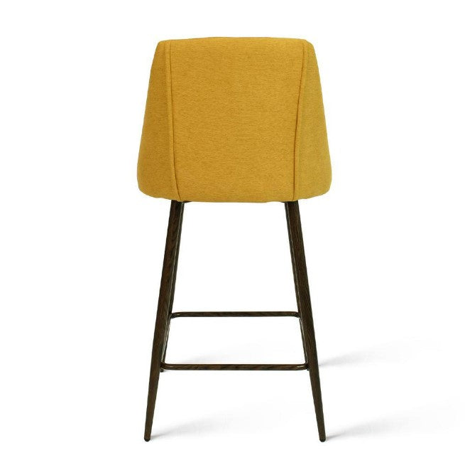 CHOLE Yellow Fabric 26 in. Full Back Metal Frame Counter Stool (Set of 2)