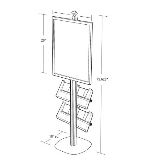 Azar Sky Tower Display Kit with 22W x 28H Snap Frame and Brochure Side Pockets