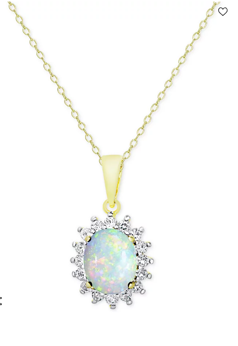 RHmacy Genuine Opal and White Topaz Pendant in 18 k Gold-Plated